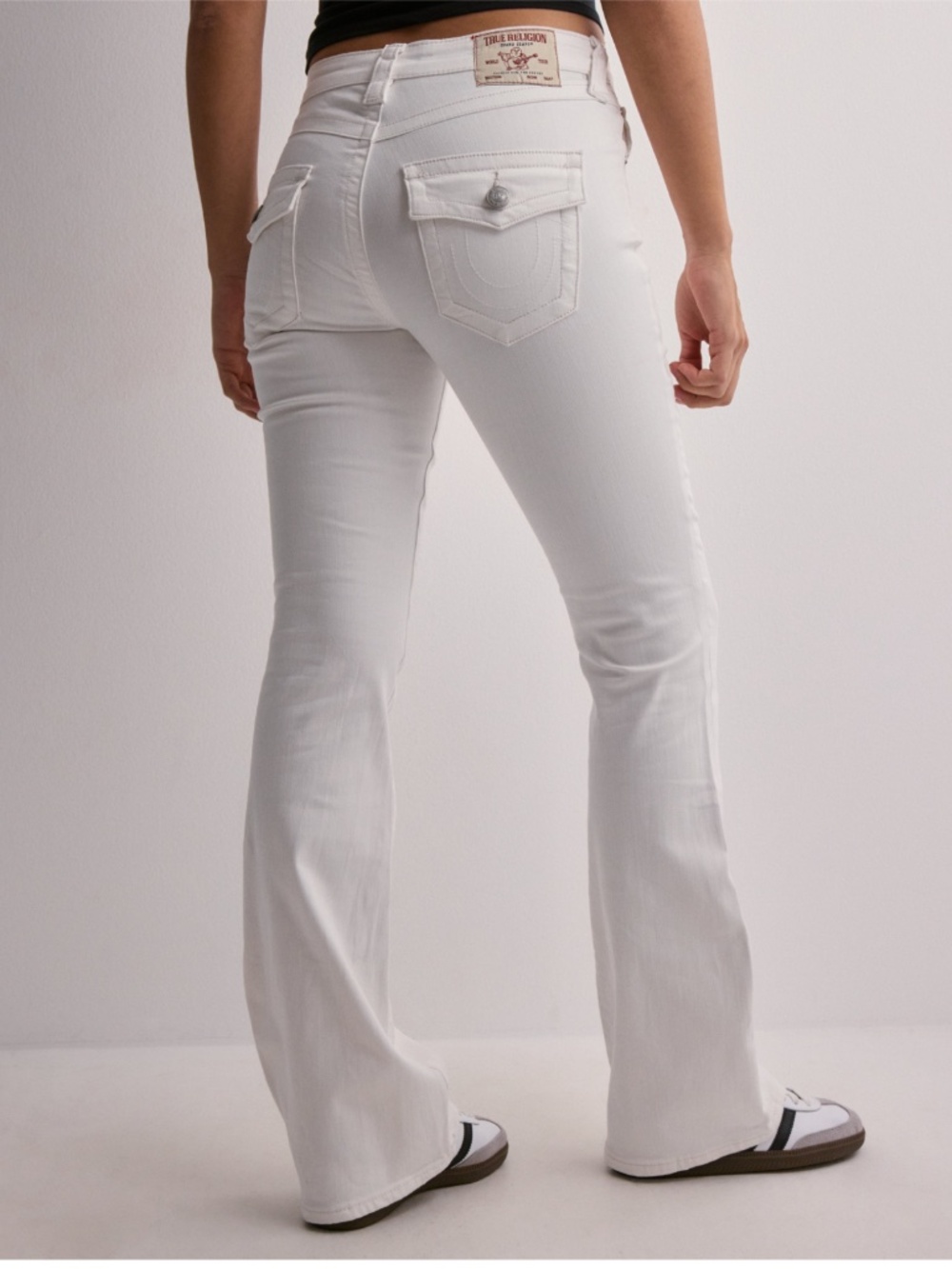 True Religion White Low Rise Flare Distressed Jeans Y2K 30